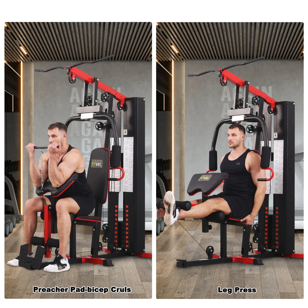 LX750 Multifunctional Full Home Gym System Workout Station with 122.5 Lbs Weight Stack, One Station, Comes with Installation Instruction Video, Ships in 5 Boxes